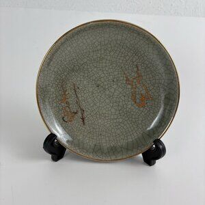 Otagiri Somayaki Tea Green Crackle Gold Horse Soma Ware Single Plate 6 3/4